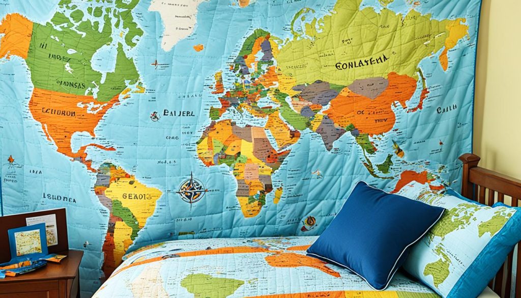 World maps in a child's bedroom