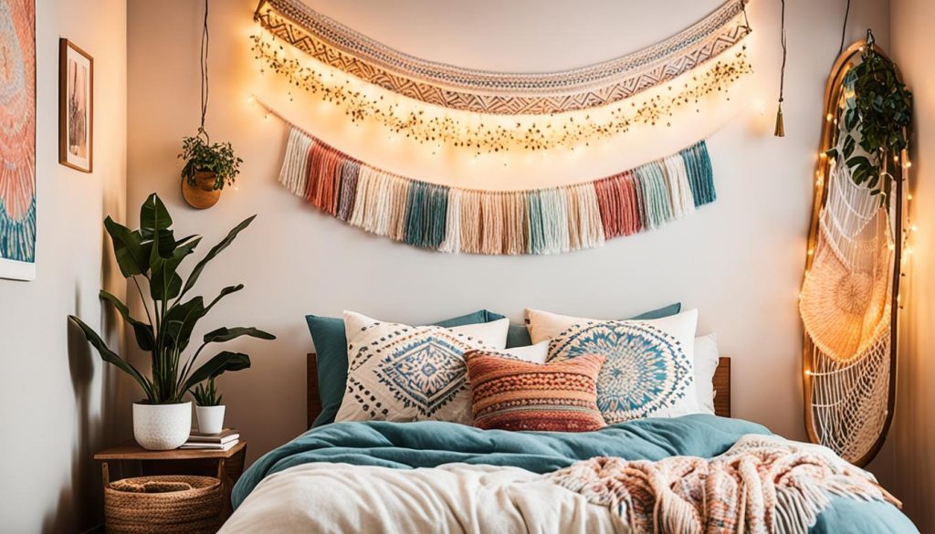 boho lighting in teen bedroom