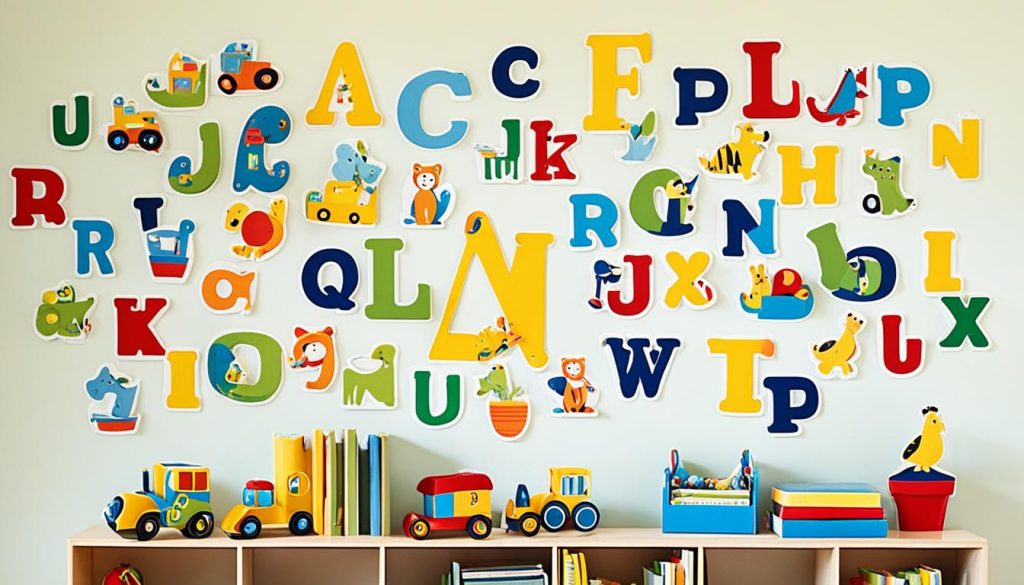 educational nursery decor with custom alphabet displays