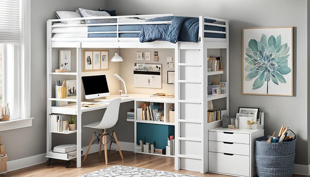 efficient space utilization with loft bed workspace