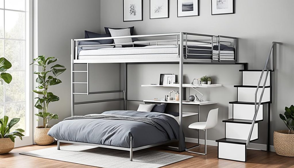 space-efficient furniture with staircase loft beds