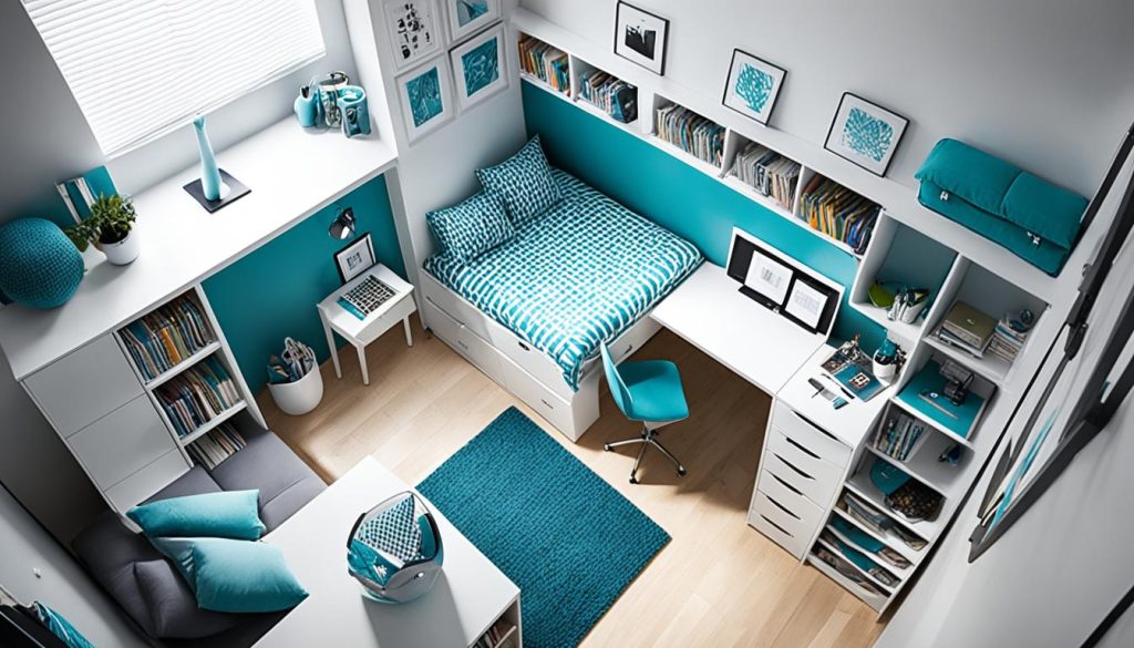 space-saving solutions in teen bedroom