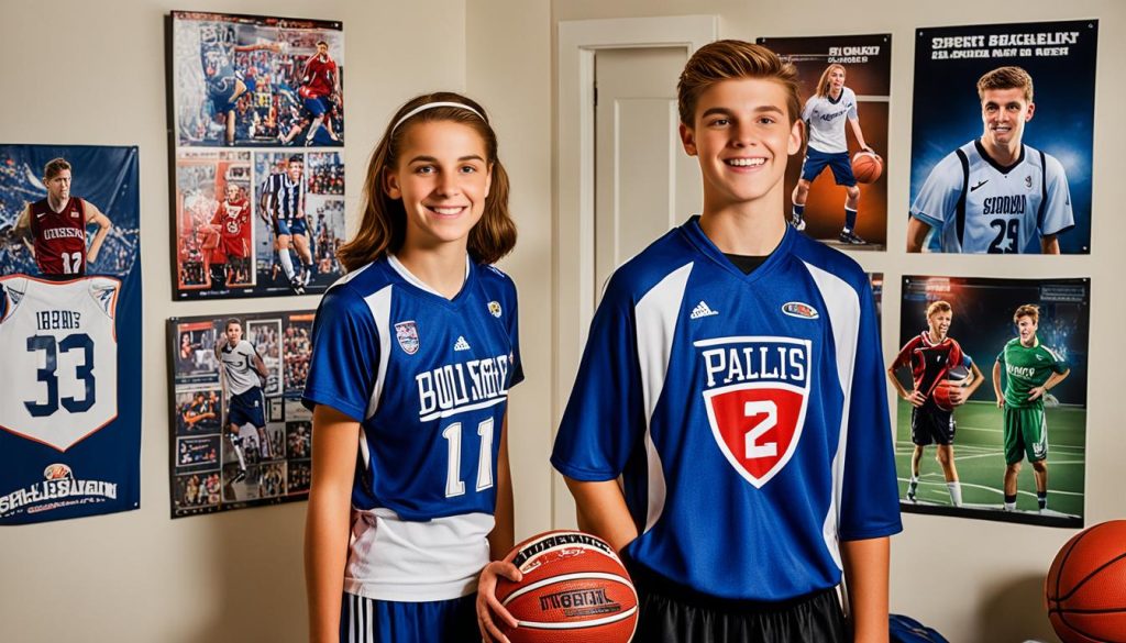 sporty teenager outfits in a sports-themed bedroom