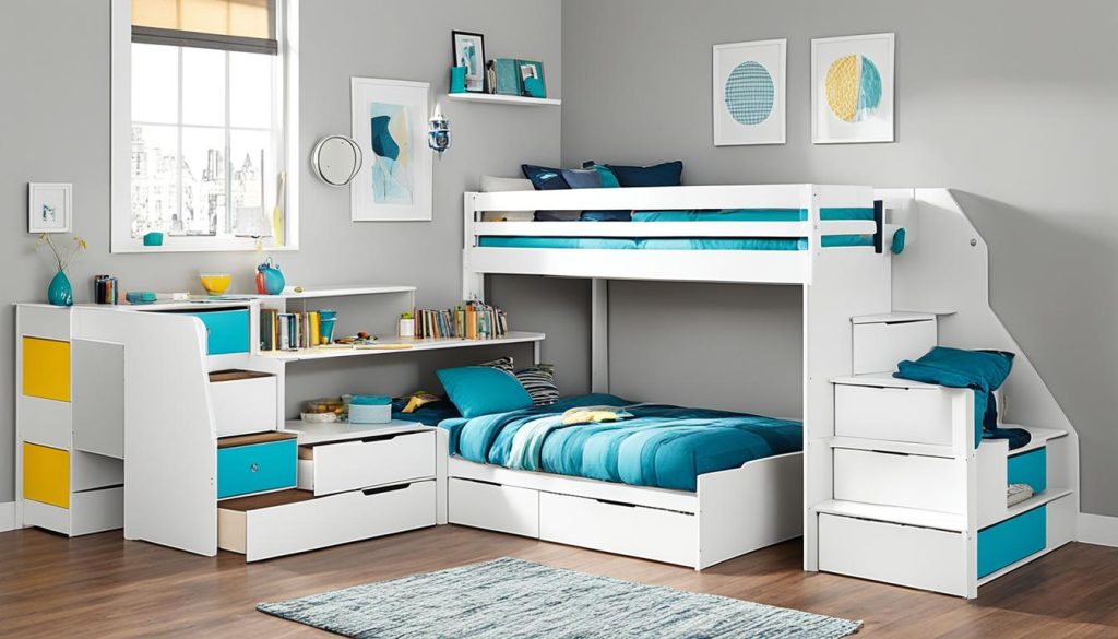 storage loft beds with drawer steps