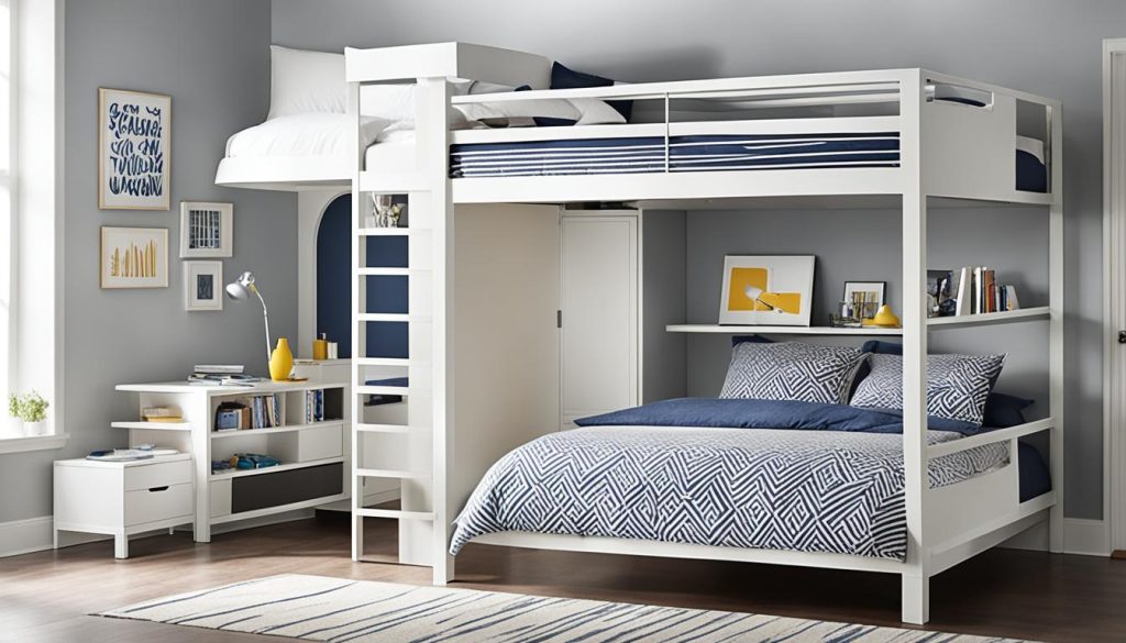 stylish loft beds in modern bedroom