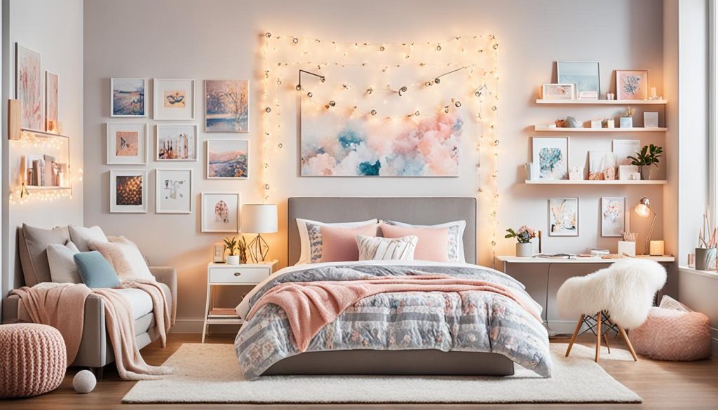 teenage girl bedroom design with smart lighting