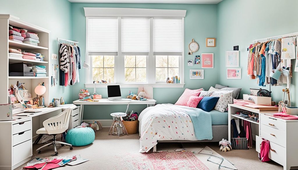 tween girl bedroom decluttering