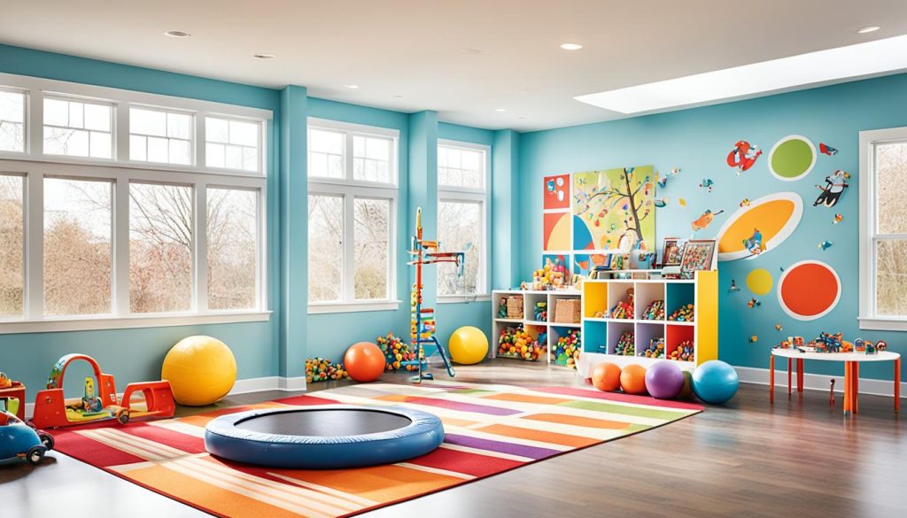 Active play elements in fun kids' spaces