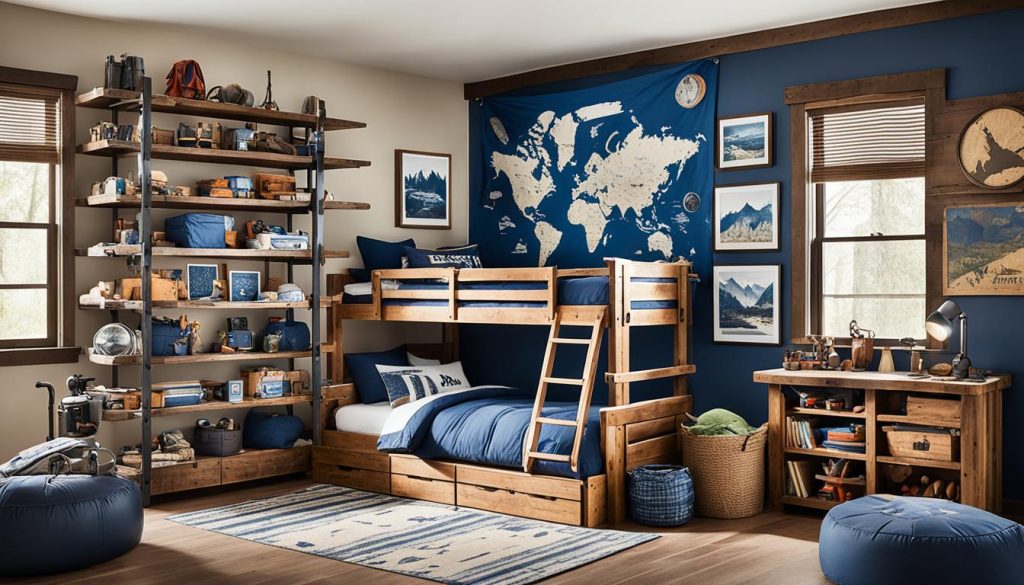 Adventure-themed boys bedroom