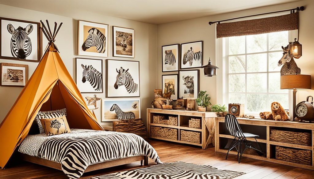 Adventure-themed kids' room with safari-inspired interiors