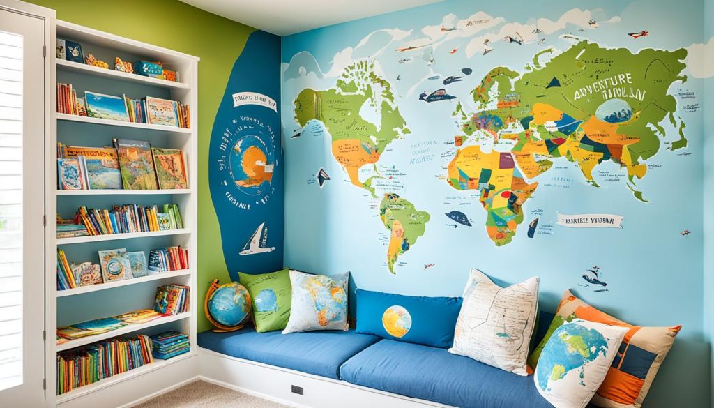 Adventure-themed reading nook for children's bedrooms