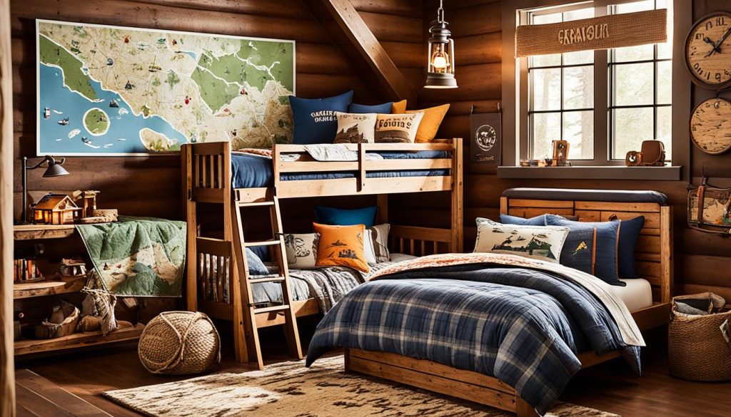 Adventure-themed spaces with cabin-themed furniture