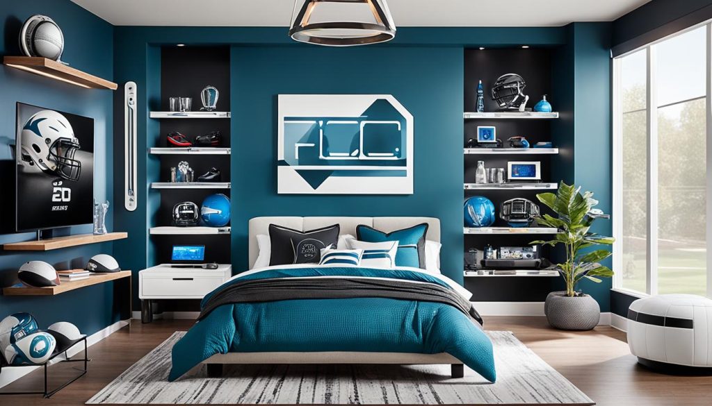 Athletic bedroom decor with smart devices