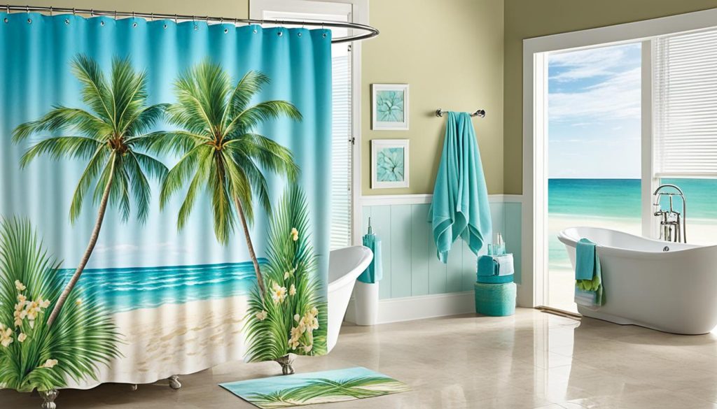 Beach-themed shower curtains