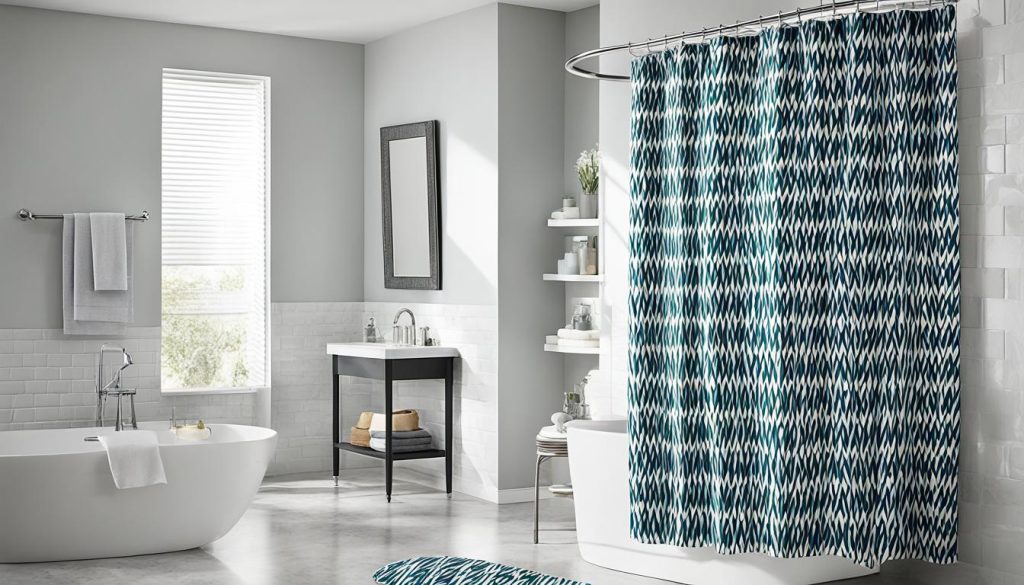 Bold geometric shower curtain patterns