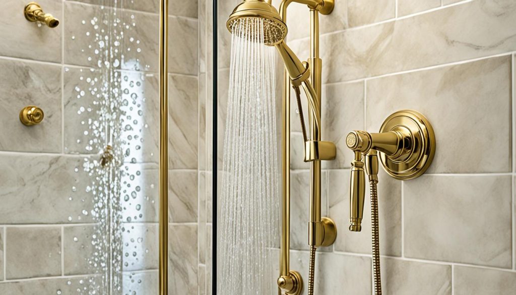 Brass fixtures in shower design