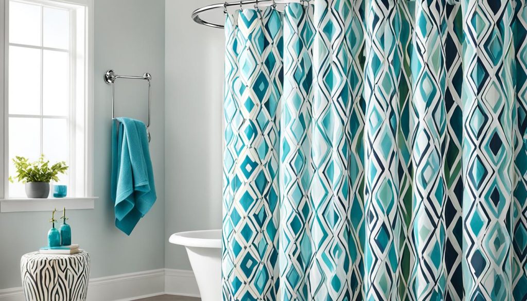 Budget-friendly geometric shower curtains