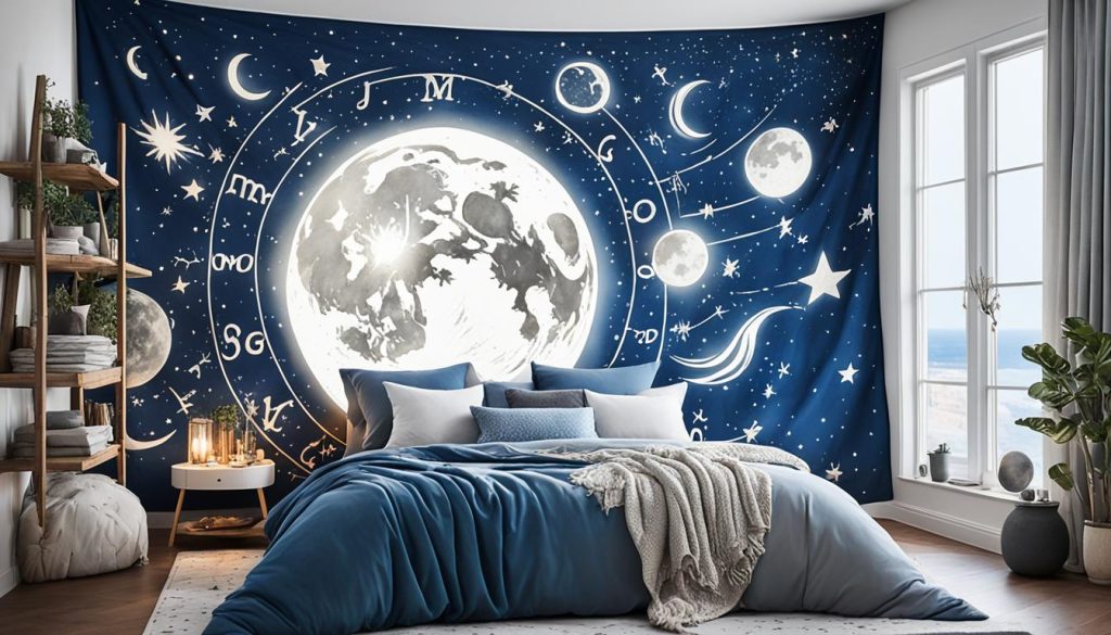 Celestial and astrological bedroom accents