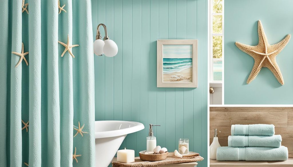 Coastal color schemes in a bathroom