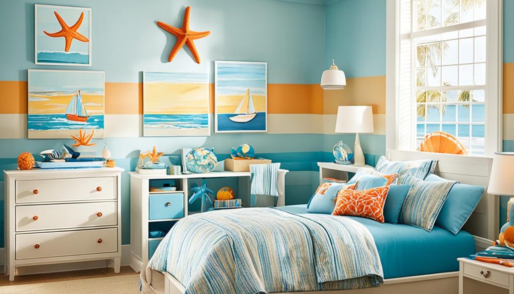 Color schemes for boys' seaside retreat