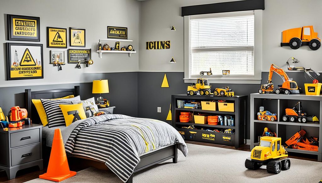 Construction-themed boys bedroom