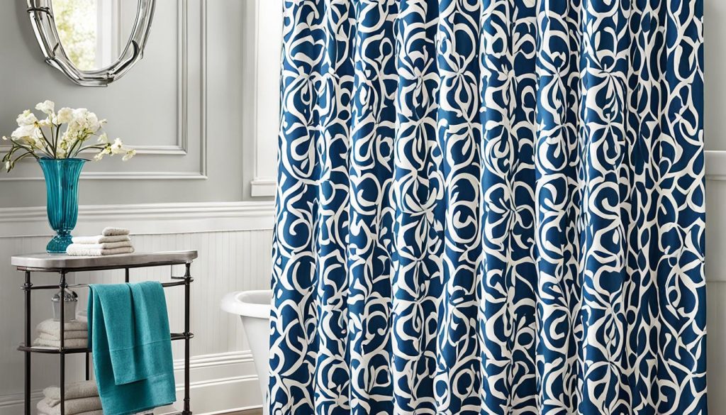 Coordinating patterned shower curtains with bathroom decor