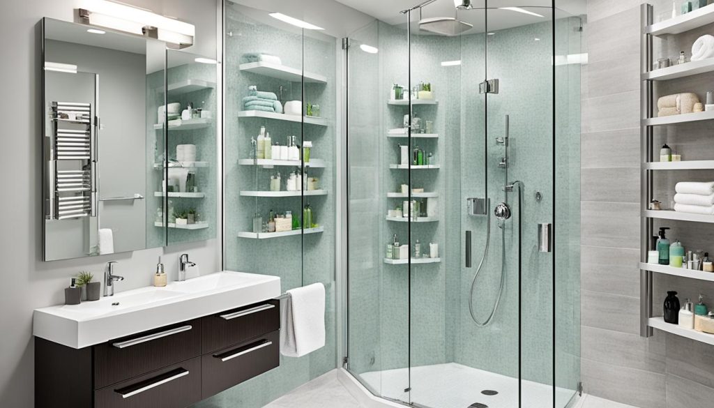 Corner shelving units for shower organization