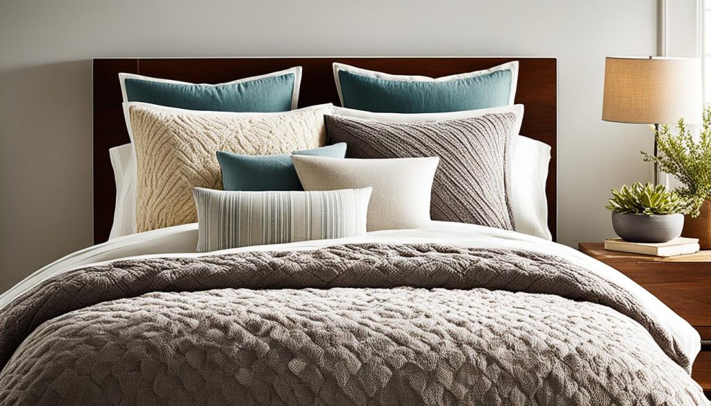 Cozy bedding with layered fabrics