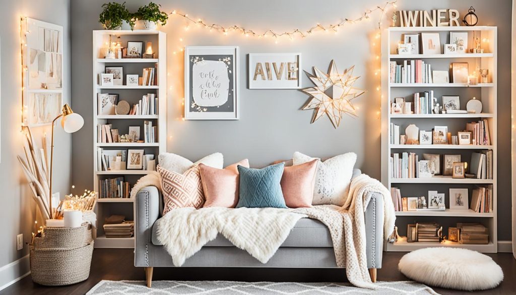 Cozy reading nook in girl cave design