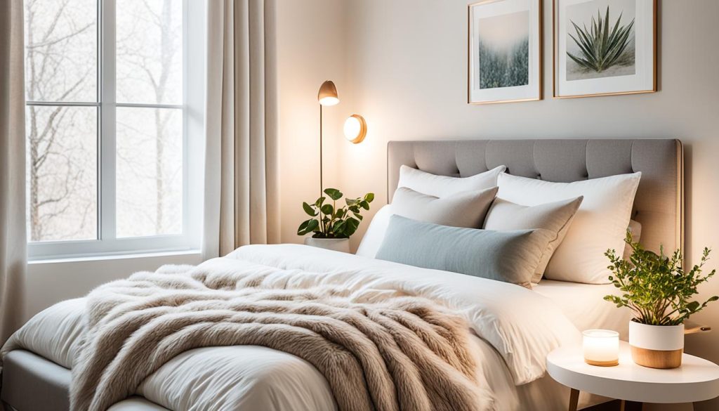 Cozy sleeping nook in a small bedroom