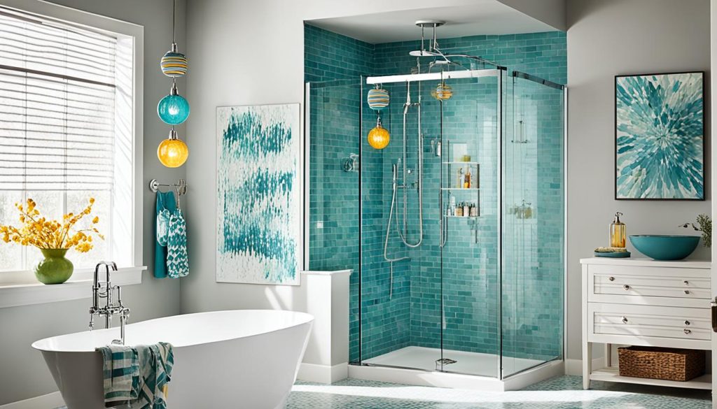 Creative shower lighting with hanging pendant lights