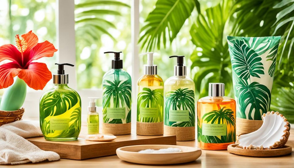 DIY tropical shower accessories