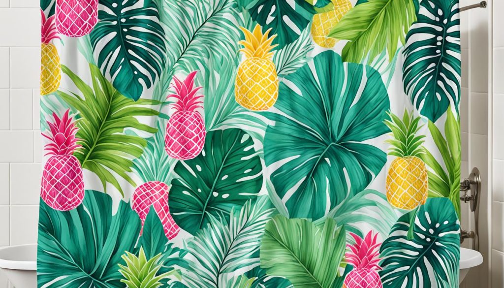 DIY tropical shower curtain