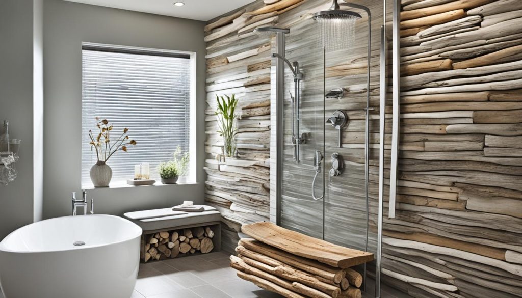 Driftwood shower accents