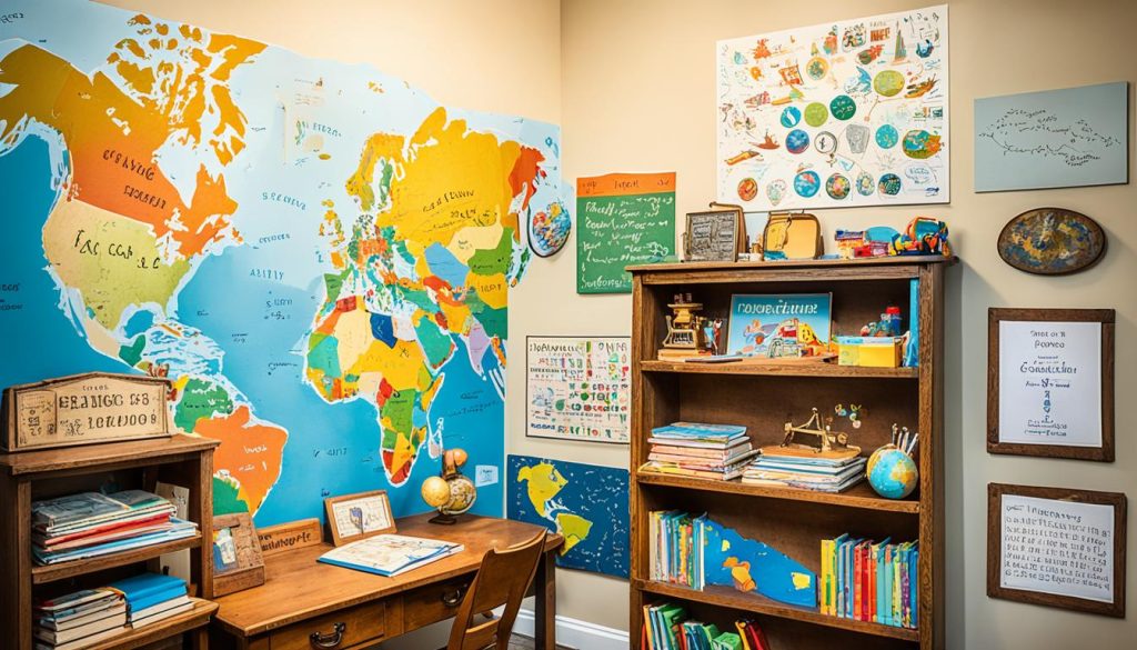 Educational elements in country-themed bedroom