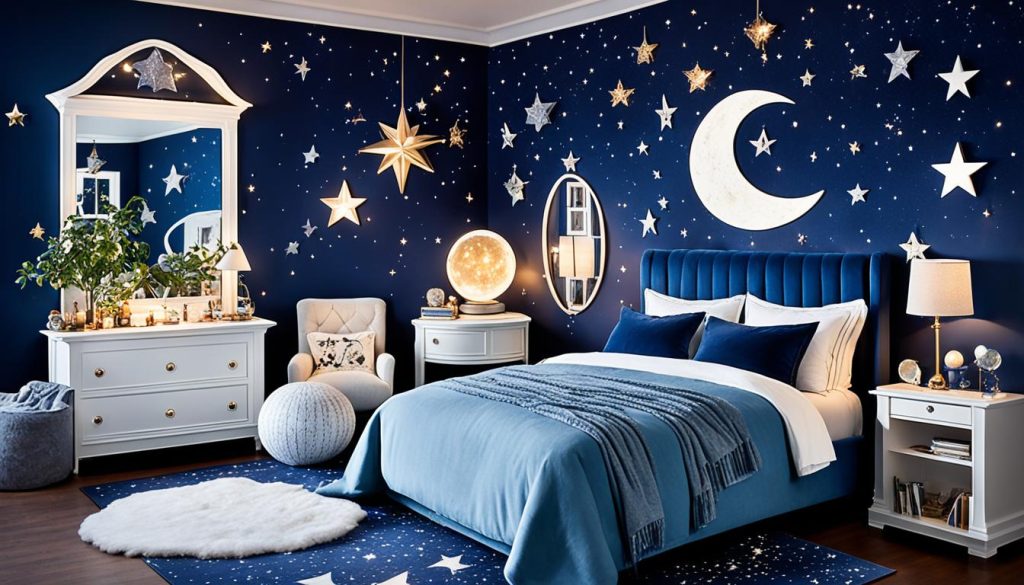 Enchanted bedroom decor with stargazing corner