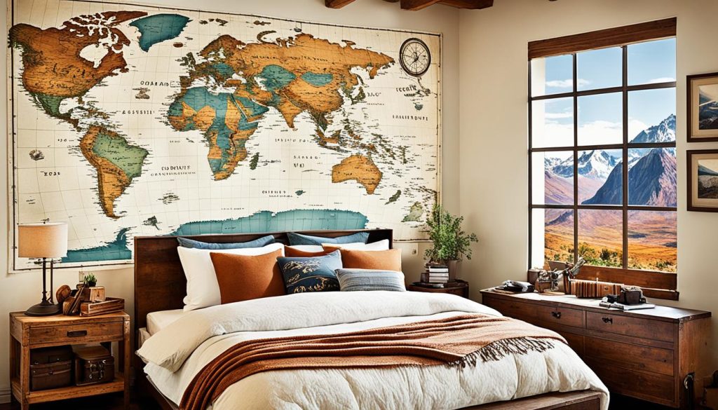 Explorer's sanctuary with world map decor