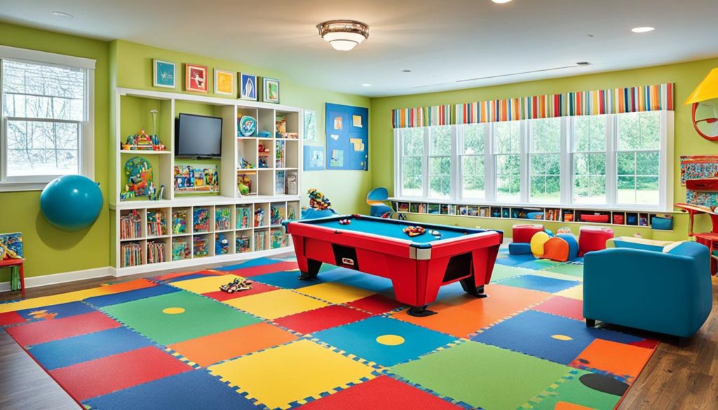 Fun flooring options for kids entertainment area