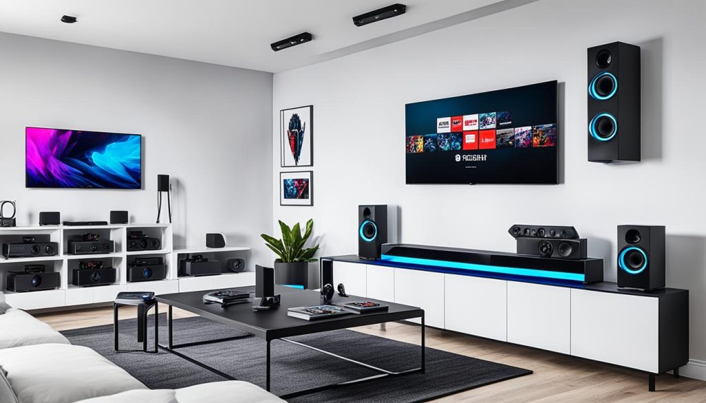 Gaming room setup with console area