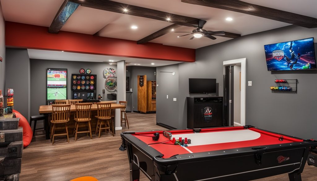 Garage game room zones