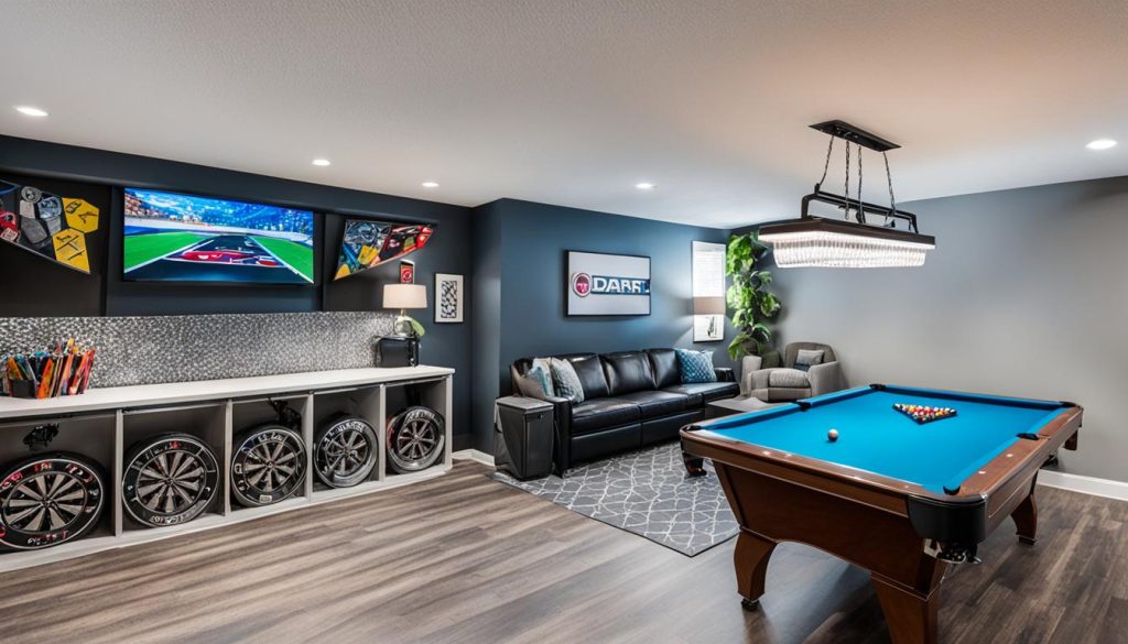 Garage makeover for entertainment room