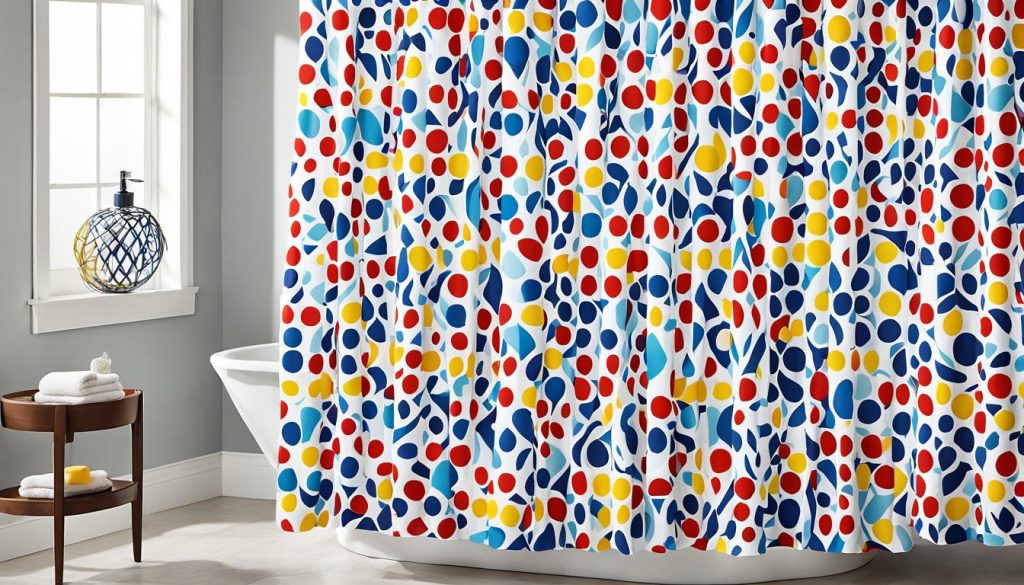 Geometric shower curtain color schemes