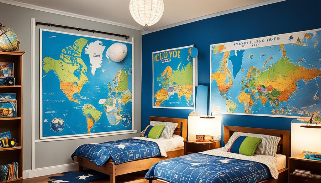 Globe lamps in a boy's bedroom