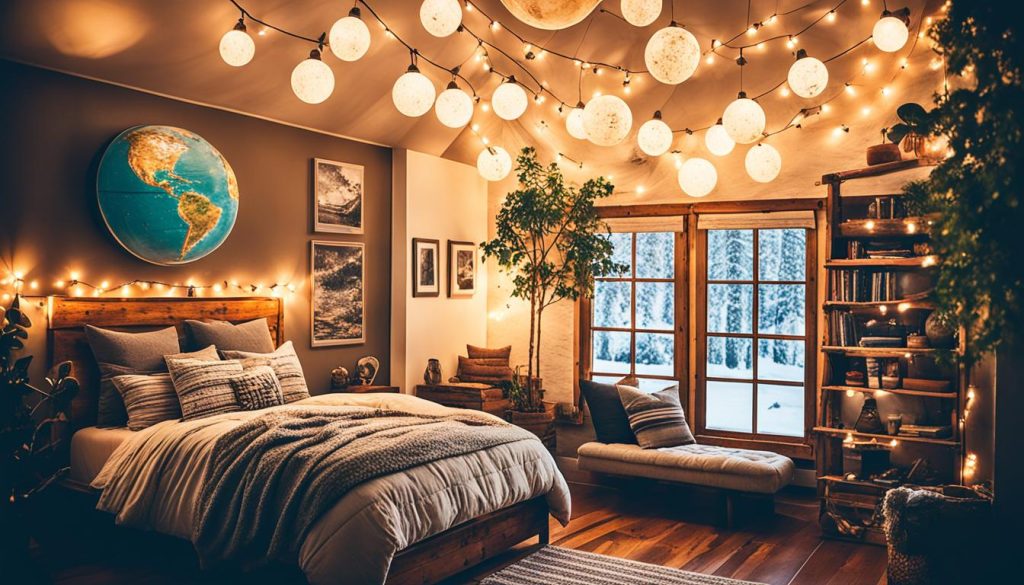 Globe lights in explorer's bedroom