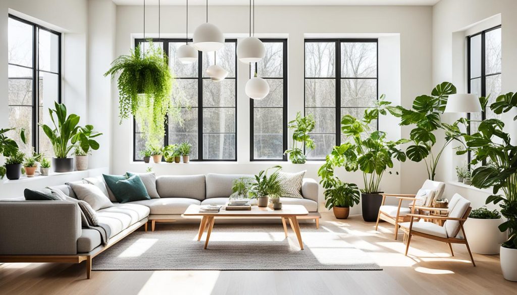 Green living spaces with botanical accents