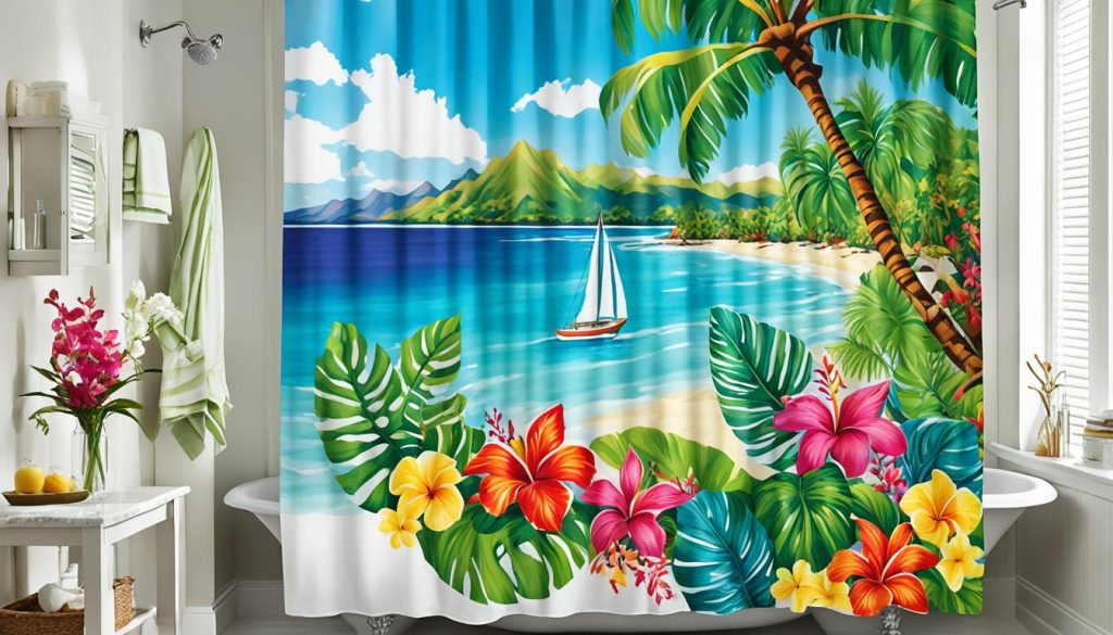 Hawaiian-themed shower curtain designs