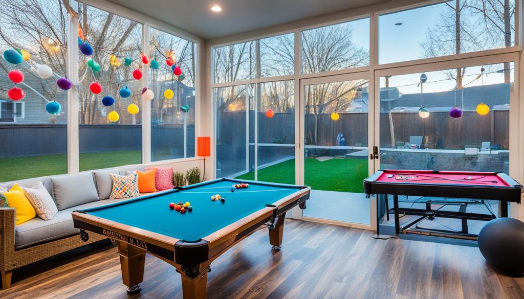 Indoor outdoor family game room