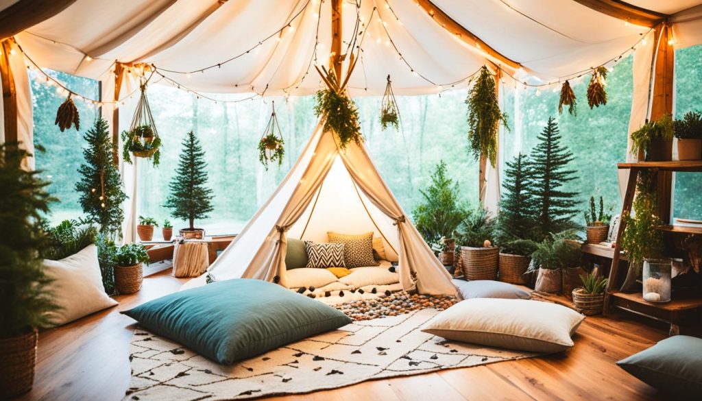 Indoor tents and forts with natural elements decor