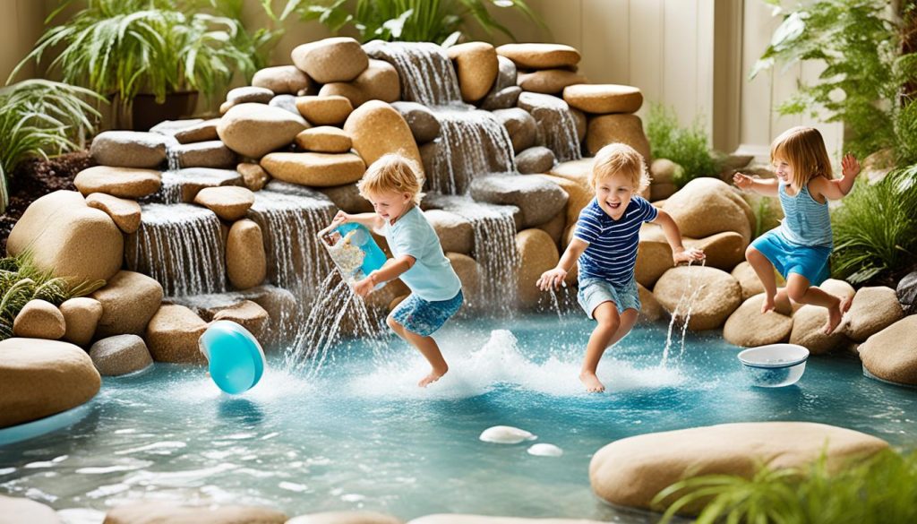 Indoor water activities with natural elements