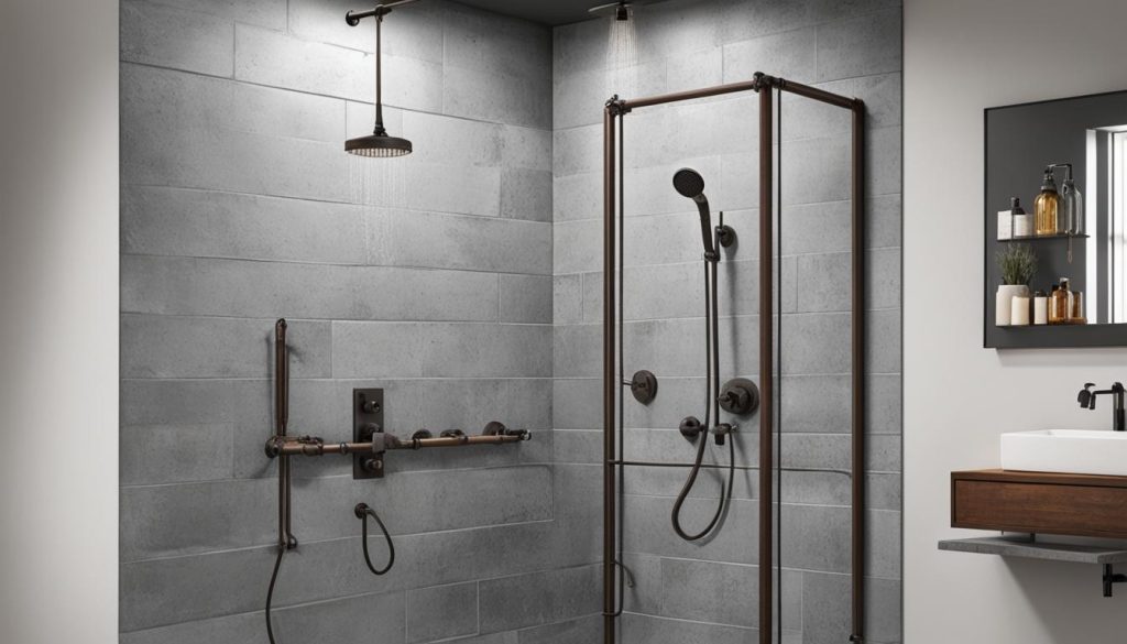 Industrial shower design with concrete finishes